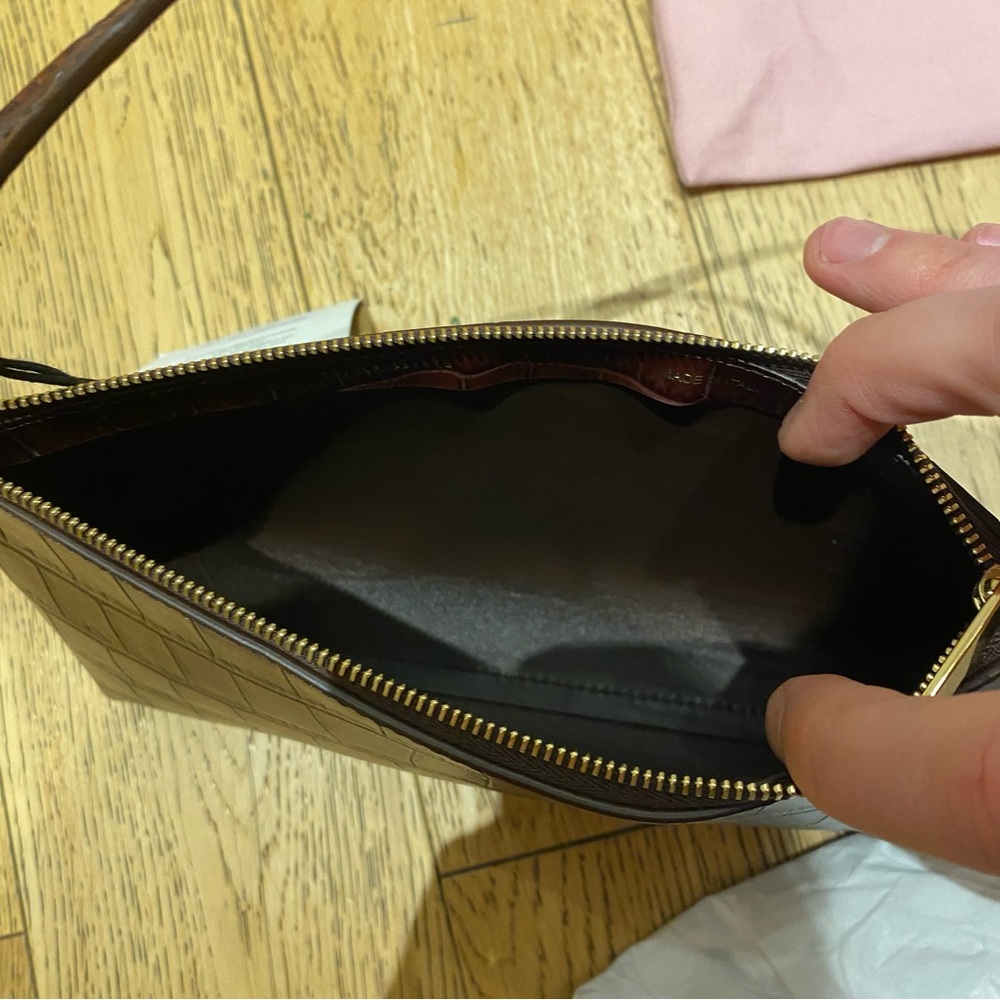 Mansur Gavriel Croc Chocolate Leather Gaia Shoulder Bag Italy Date Night Clutch - Picture 10 of 14
